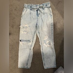 American Eagle Outfitters Light Wash High Rise Distressed Jeans